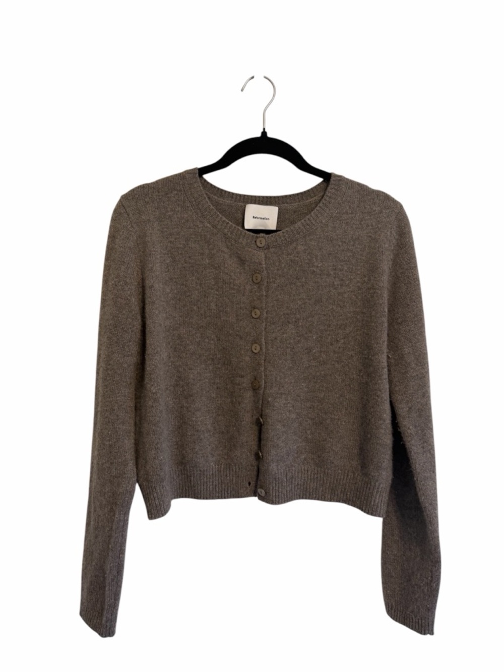 Reformation Taupe Brown Button-Front Wool Blend Cardigan - Picture 3 of 7